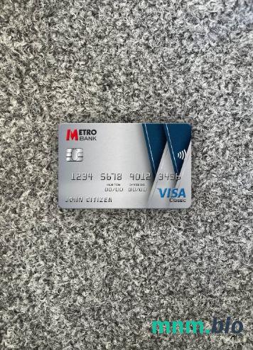 United Kingdom Metro bank visa classic card wygląd fotograficzny skan PSD + zdjęcie